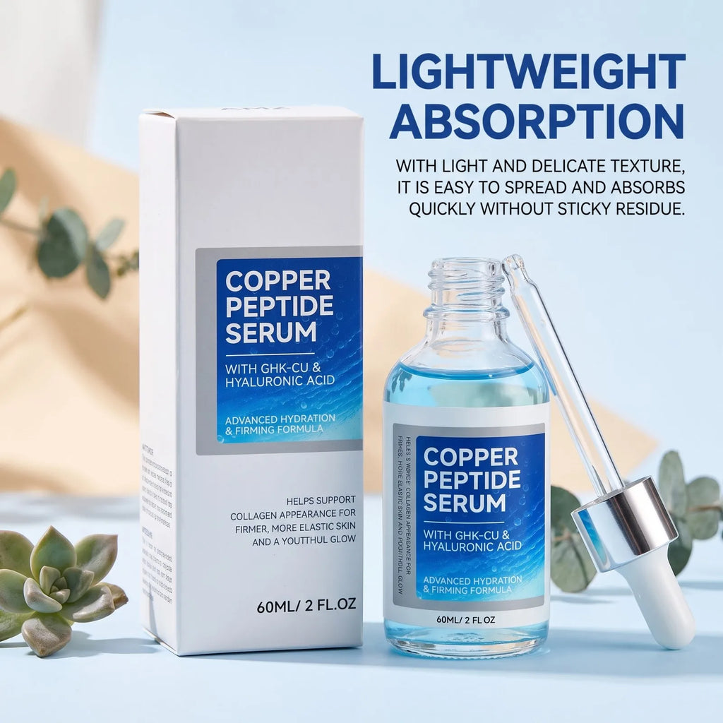 Copper Peptide Face Serum with Hyaluronic Acid & Niacinamide, GHK-Cu Hydrating Serum for Firm, Smooth & Glowing Skin 60ml