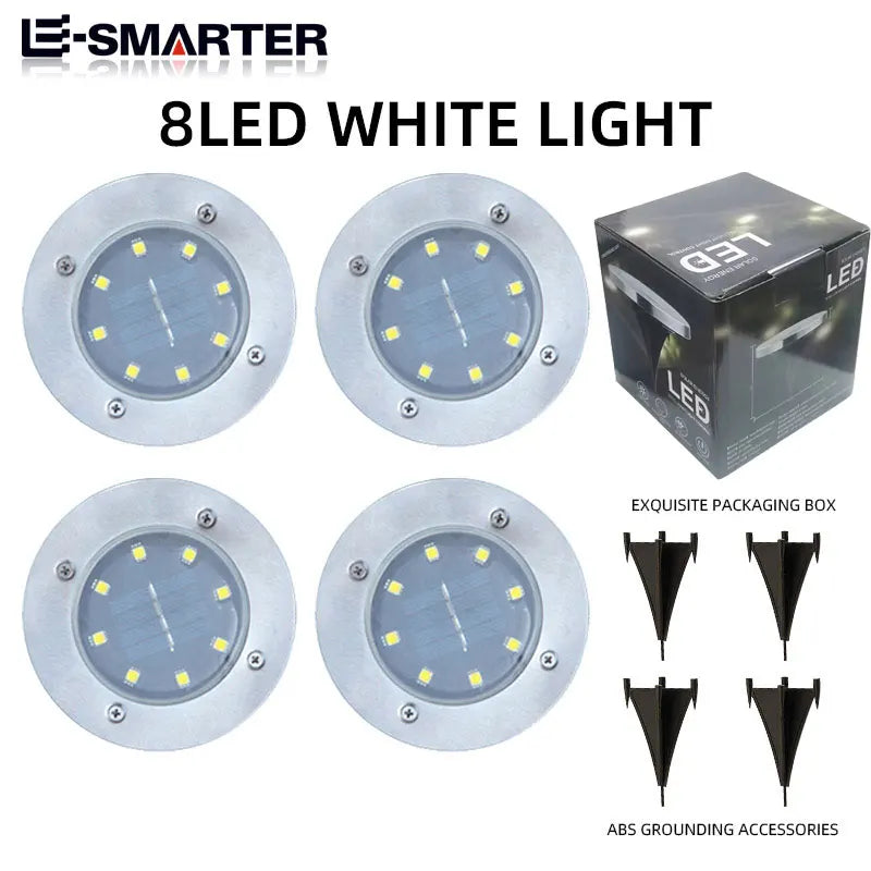 8LED Solar Power Disk Light Outdoor Garden Solar Underground Light Deck Lights Spotlight Buried Solar Lamp Landscape Lighting