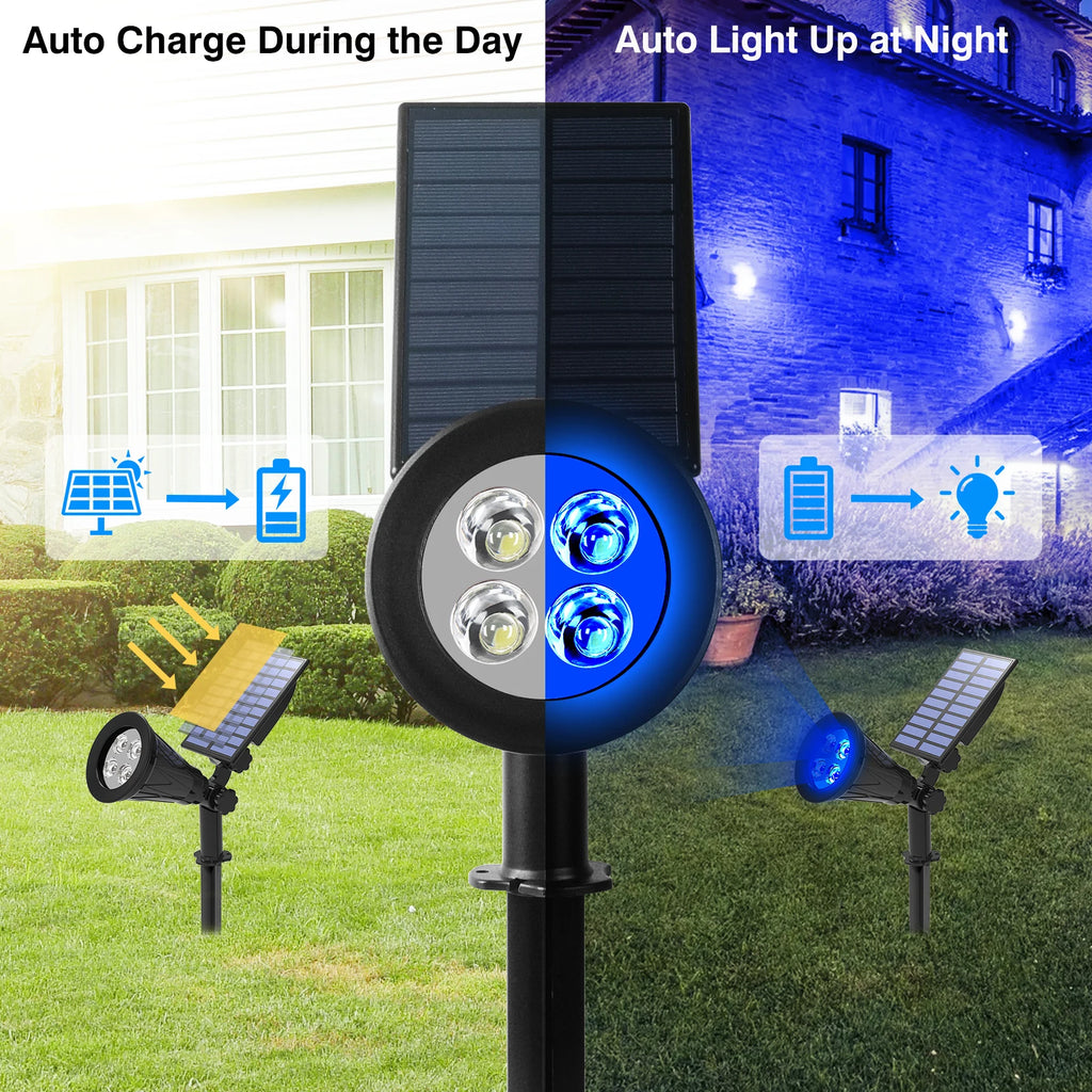 Solar LED Light Outdoor IP65 Waterproof Blue Light Solar Power Light Lawn Light For Garden Decor Solar Wall Light Outdoor