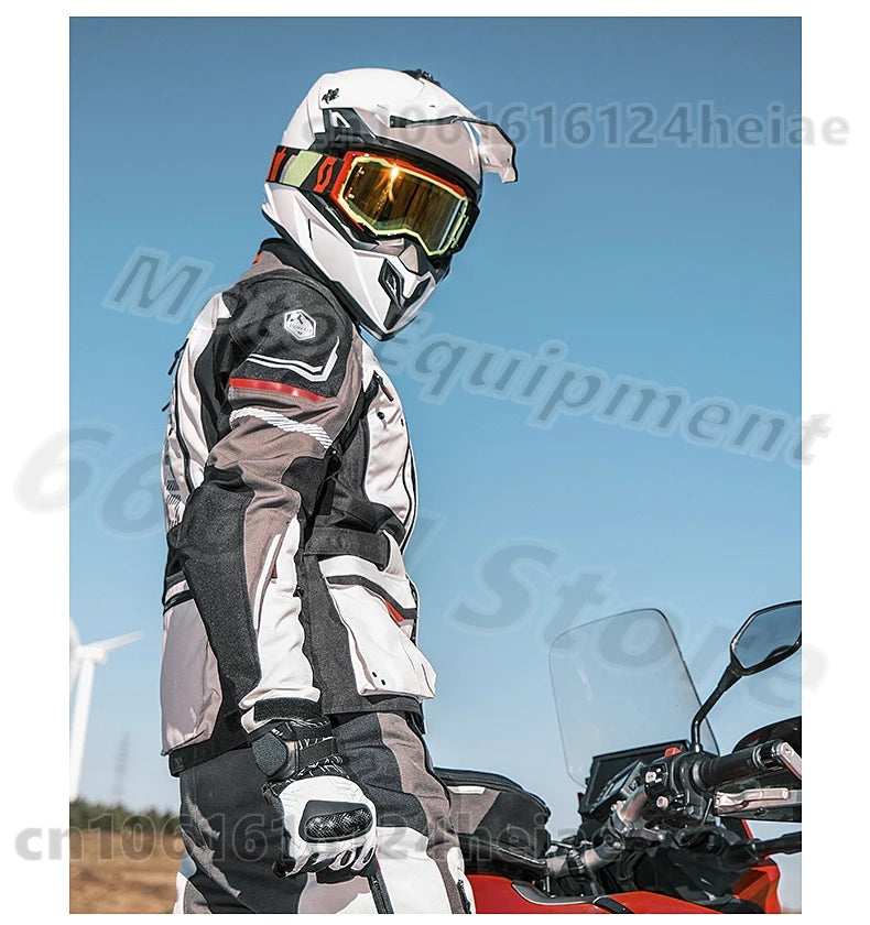 Waterproof Motorcycle Jacket and Pants Suit with CE Level Fall Protection Motocross Riding Gear for All Weather Conditions