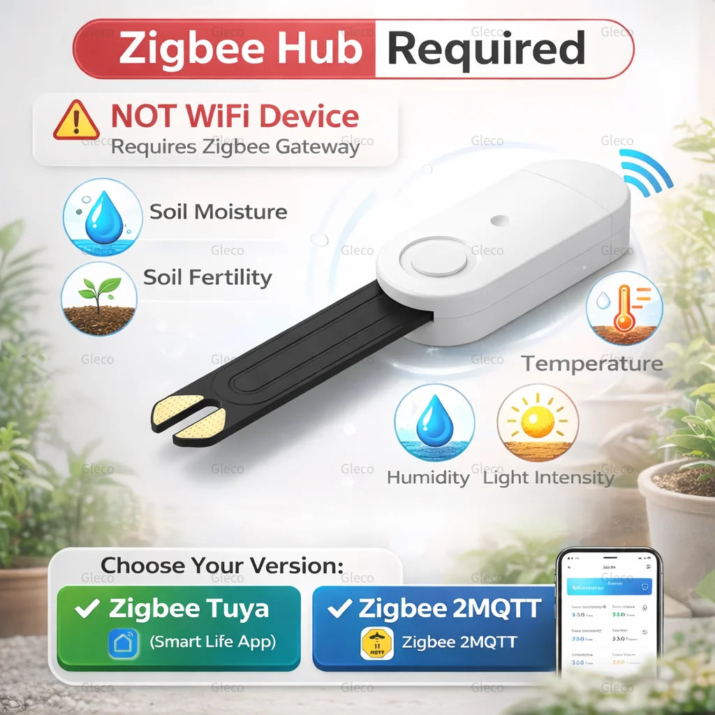 Zigbee Soil Sensor Moisture Temperature Humidity Meter Fertility Light Tester For Tuya Smart Life Z2M Home Assistant Automation