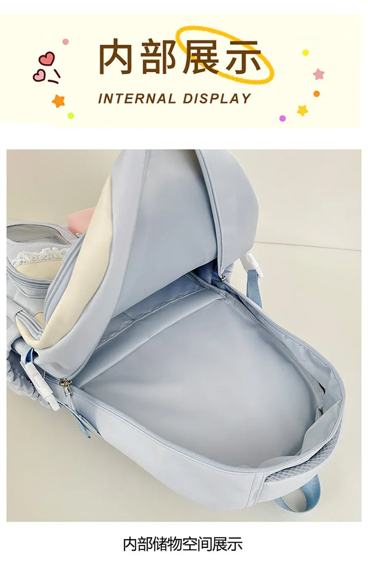 Girl School Bag Backpack Back Pack For Teenager Women Children Female Pink Schoolbag Primary High Bagpack Class Teens Child Kids