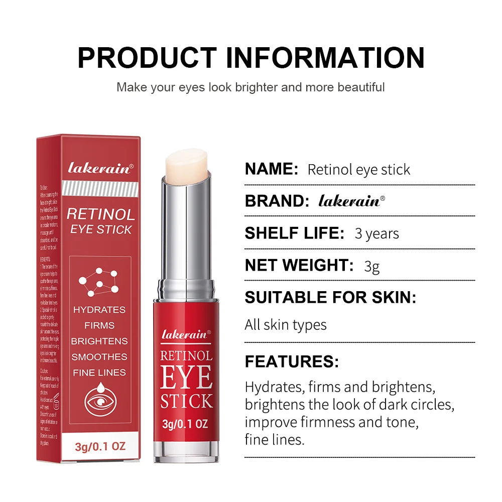 Lakerain Retinol Eye Stick Instant Repair Serum Lightening Dark Circles Firming Skin Eye Care For Women