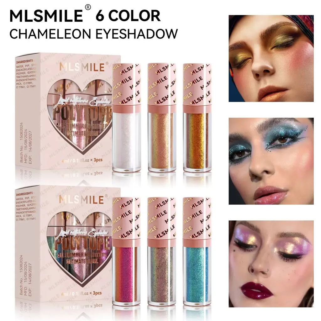 Gold Purple Chameleon Liquid Eyeshadow Pearlescent Fine Shimmer Quick Drying Eye Shadow Polarized Brightening Stage Eye Makeup