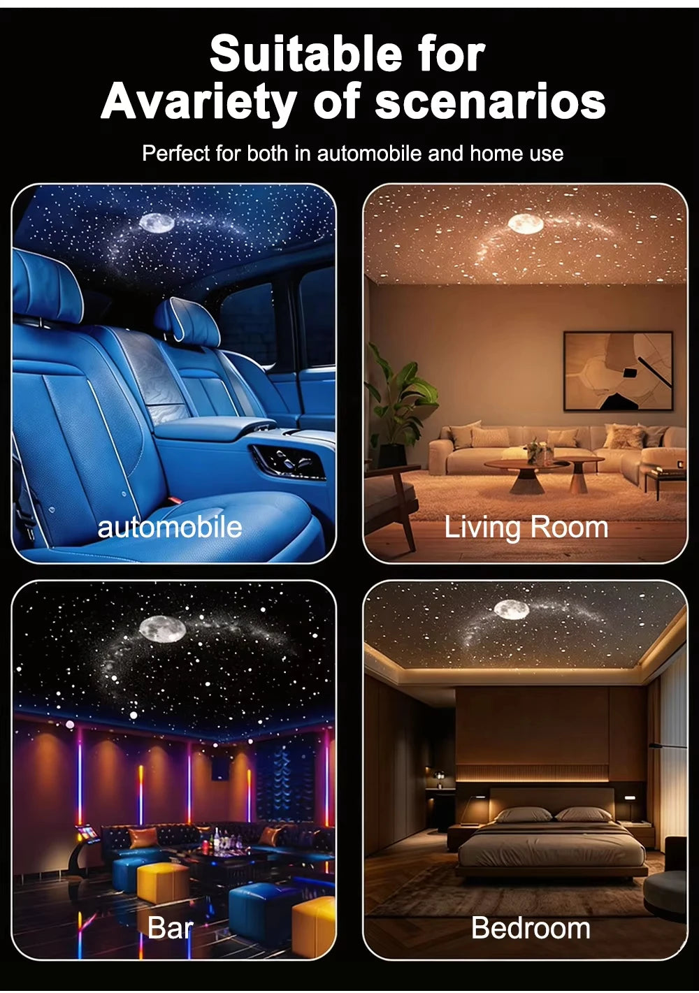 New Usb Star Sky Projector Light Romantic Galaxy Ambience Lamp Car Interior Decor Bedroom Night Light Starry Projection Lamp