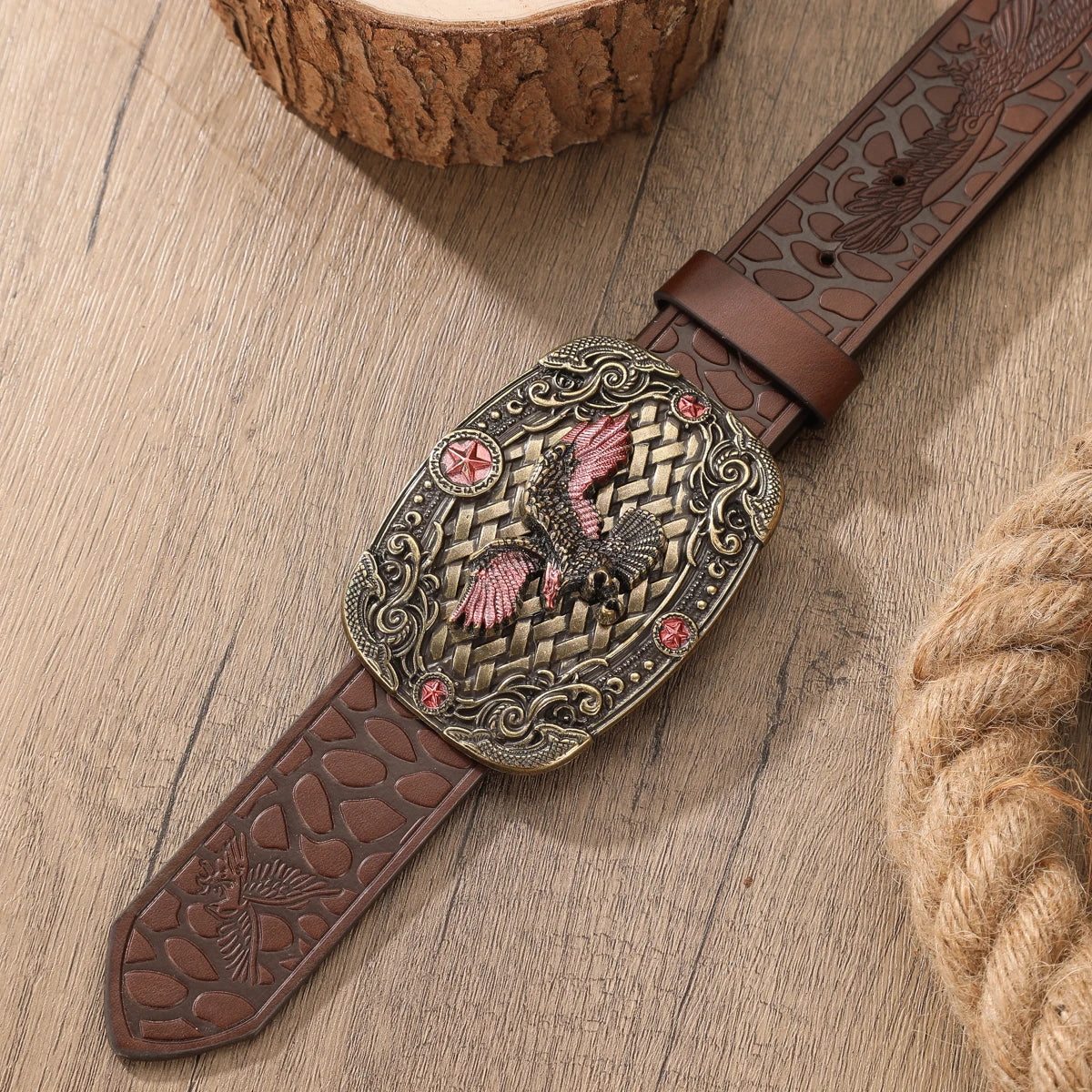 A Western-style denim belt in retro style - made of PU material - suitable for both men and women - pairs well with jeans