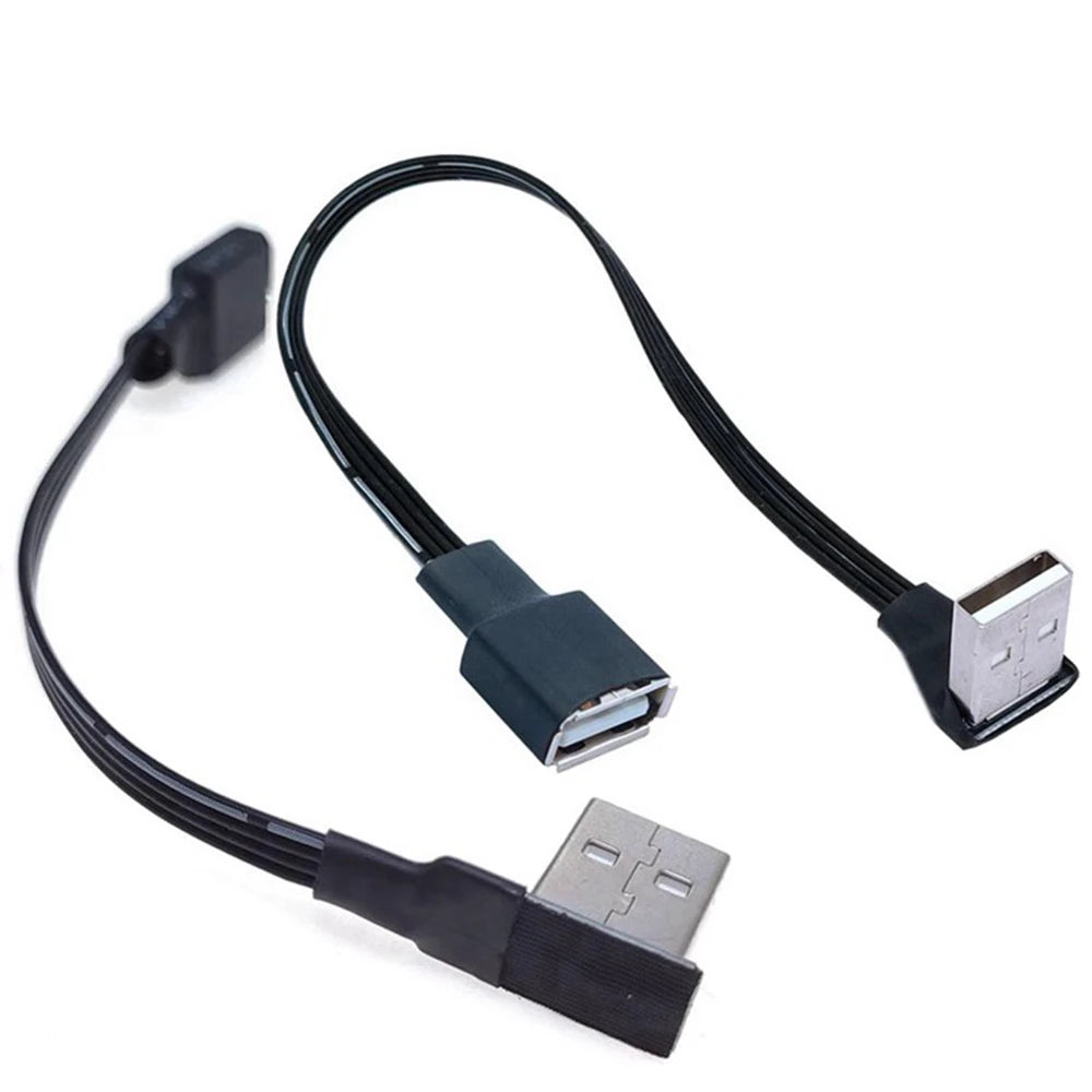 USB male to female extension cable elbow 90 degree right angle soft silicone flat cable USB2.0 elbow charging data cable