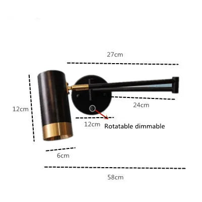 Led Dimmable Wall Lamp Bedroom Bedside Reading Light Folding Telescopic Switch Modern Creative Study Rocker Wall Light Fixture