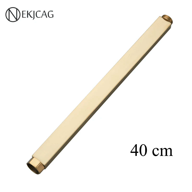 Square Extension Tube Bathroom Shower Faucet Extra Extend Tube Black Golden White Chrome 40/50CM Universal Interface Extend Pipe