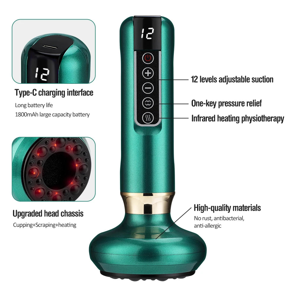 Rechargeable Magnetic Cupping Massager Handheld Cellulite Fat Suction Machine for Body Sculpting, Belly & Cellulite Massage