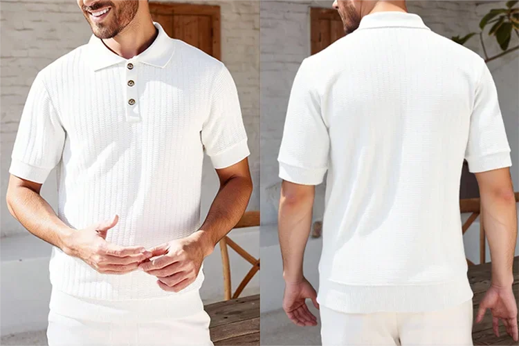 New Mens Knit Shirts Men's Polo Shirts Short Sleeve Summer Polo Men's Knit Shirts American Stretchy Golf Polo Old Money Tops