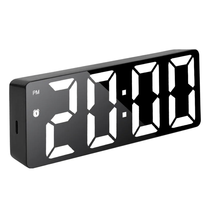 Modern LED Mirror Alarm Clock, Electronic Digital Clock, RGB Silent Non-ticking, Modern Bedroom Dorm Decor
