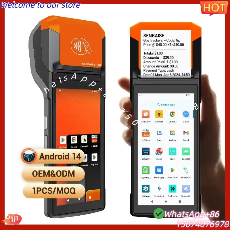 2026 Senraise H10P Mobile Handheld Android 14 POS Terminal Machine with Thermal Printer