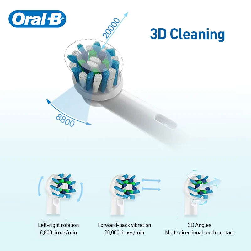 Oral-B Pro600 3D Electric Toothbrush IPX7 Waterproof Smart Timer Pressure Sensor Inductive Charging Adult Rechargeable Toothbrus