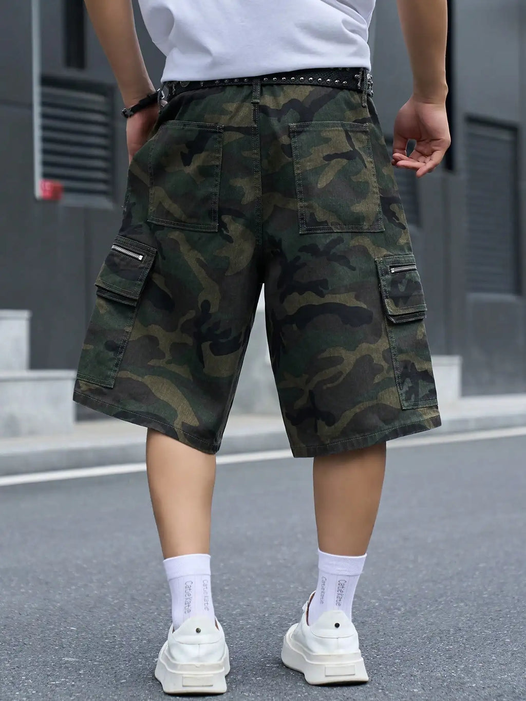 Men's Multi-Pocket Camouflage Loose Cargo Shorts, Unisex Y2K Hip-Hop Street-Style Denim Shorts
