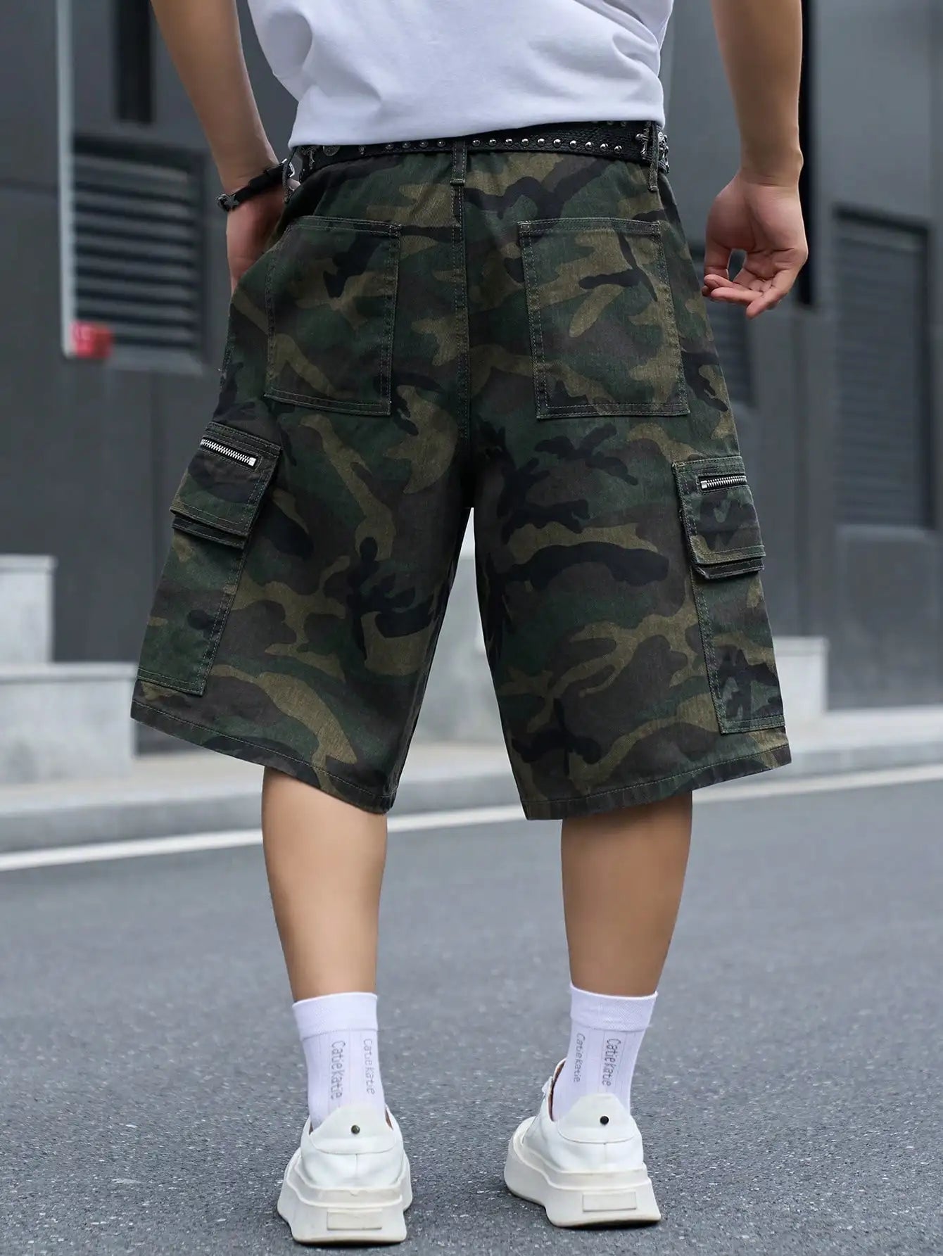 Men's Multi-Pocket Camouflage Loose Cargo Shorts, Unisex Y2K Hip-Hop Street-Style Denim Shorts