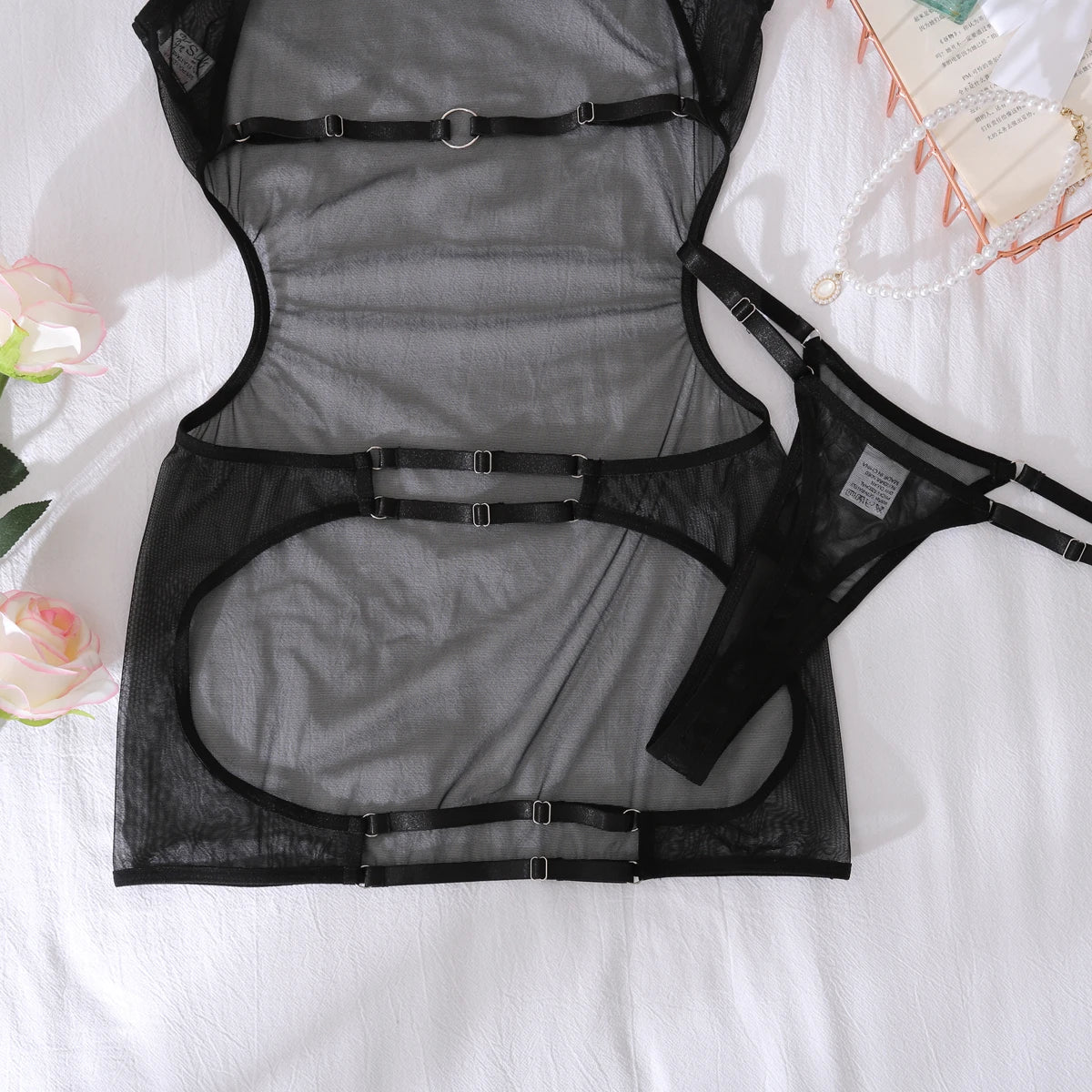 Ellolace Sexy Women's Dress Seductive Sheer Hilitos Club Party Set Ultra Hot Summer Backless Tank Underwear Kit