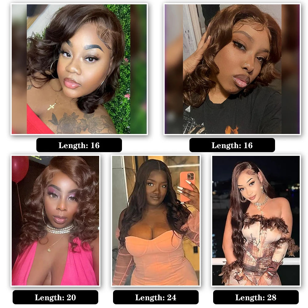 30 Inch Chocolate Brown Body Wave Lace Front Wig Transparent 13x6 HD Lace Frontal Wigs 13x4 Preplucked Colored Human Hair4x4 5x5