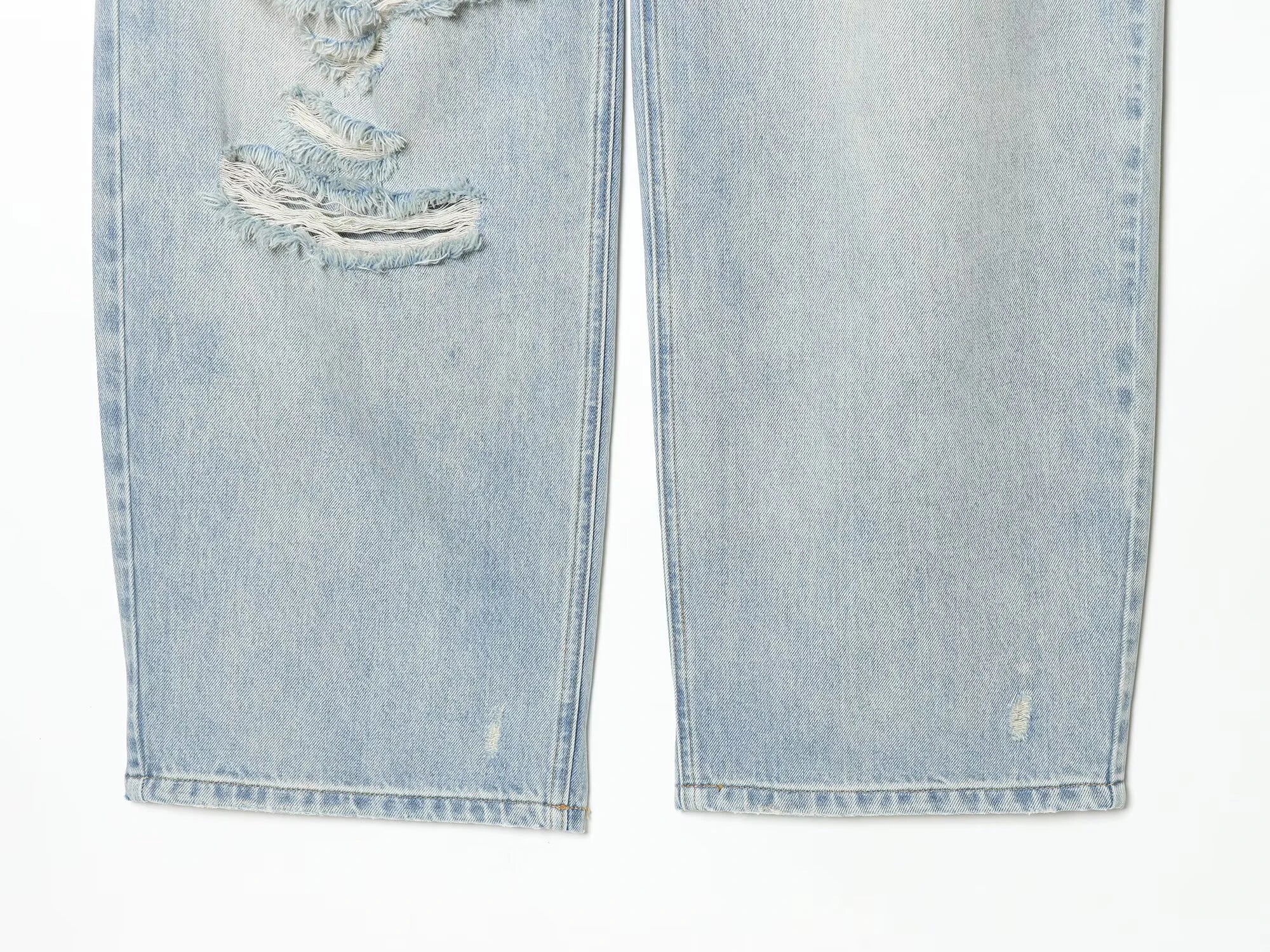 European and American style 2026 spring/summer new women's clothing mid waist casual ripped and flanged denim pants