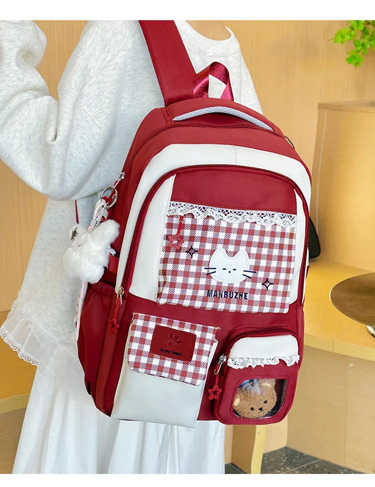 Girl School Bag Backpack Back Pack For Teenager Women Children Female Pink Schoolbag Primary High Bagpack Class Teens Child Kids