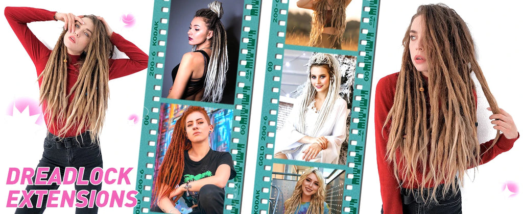Synthetic Dreadlock Extensions 24 Inch 5 Strands/Pack Single Ended Thin Dreads Extensions Crochet Soft Hippe Dreads Handmade Loc