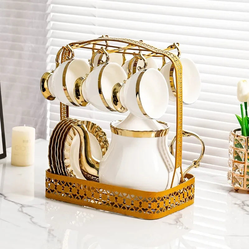 Modern European Style Ceramic Coffee Mug Set - Luxury Office Coffee Cups Elegant Exquisite Home Gift Ideas