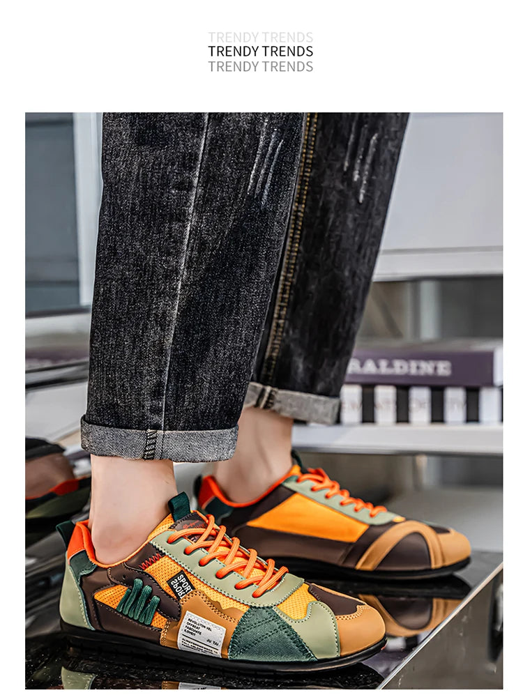 Men's Trendy Black and Gray Color-Blocked Mesh Breathable Casual Sports Shoes, Summer Thin Retro Forrest Gump Shoes, Lightweight Soft-Soled Shock-Absorbing Non-Slip Versatile Wear-Resistant Men's Shoes