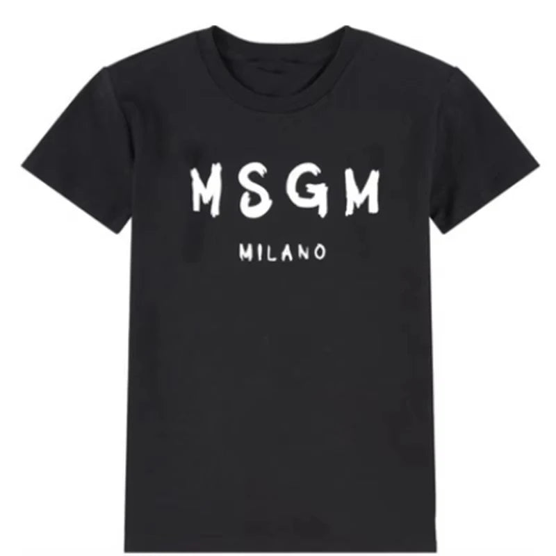 Korean Y2K Trend Simple Letter Print Unisex T Shirt 2026 Summer 100% Cotton Round Neck Loose Short Sleeve Casual Streetwear Tops