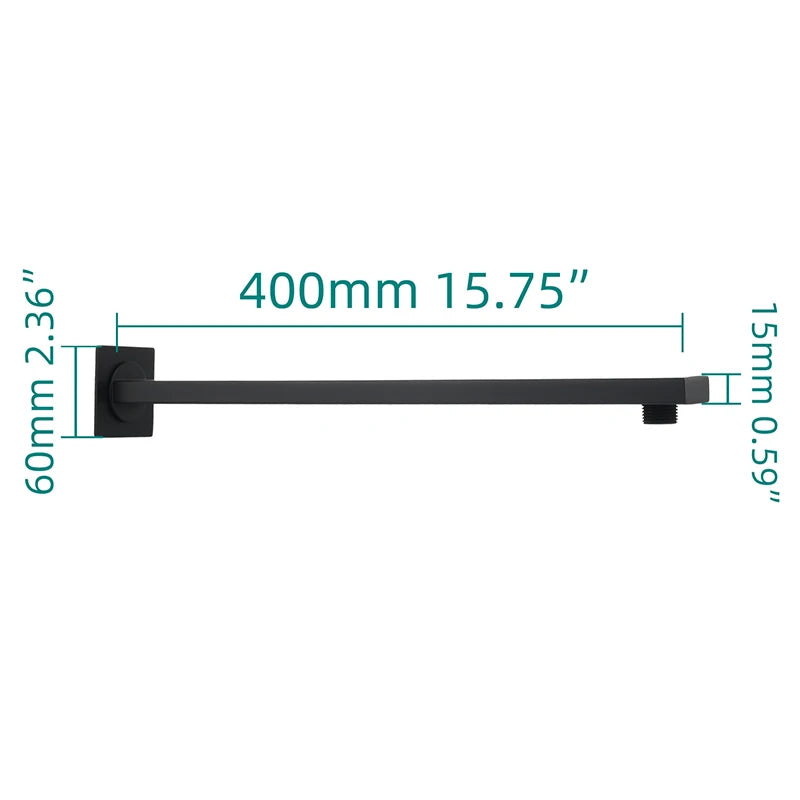 Ciencia 304 Stainless Steel Square Shower Arm G1/2 Bathroom Shower Arm Wall Mounted for Fixed Rain Shower Head