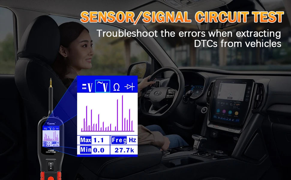 VDIAGTOOL V200 Car Electric Circuit Tester 6V-30V Automotive Power Probe Kit Electrical System Tester LCD Display Voltage Tester Electrical Diagnostic Tools ﻿