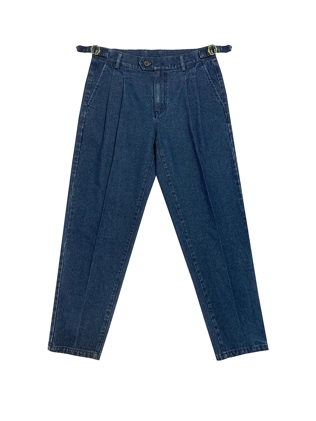 026 Spring Summer Men's Denim Look Woven Trousers, Neapolitan Double Pleat  High Waist Straight Leg Business Dress Pants