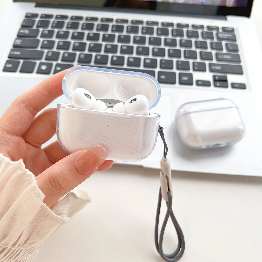 Clear Soft TPU Earphone Case with Lanyard Strap for Airpods Pro 2 3 2nd Generation Airpods Pro3 Gen Cover Accessories