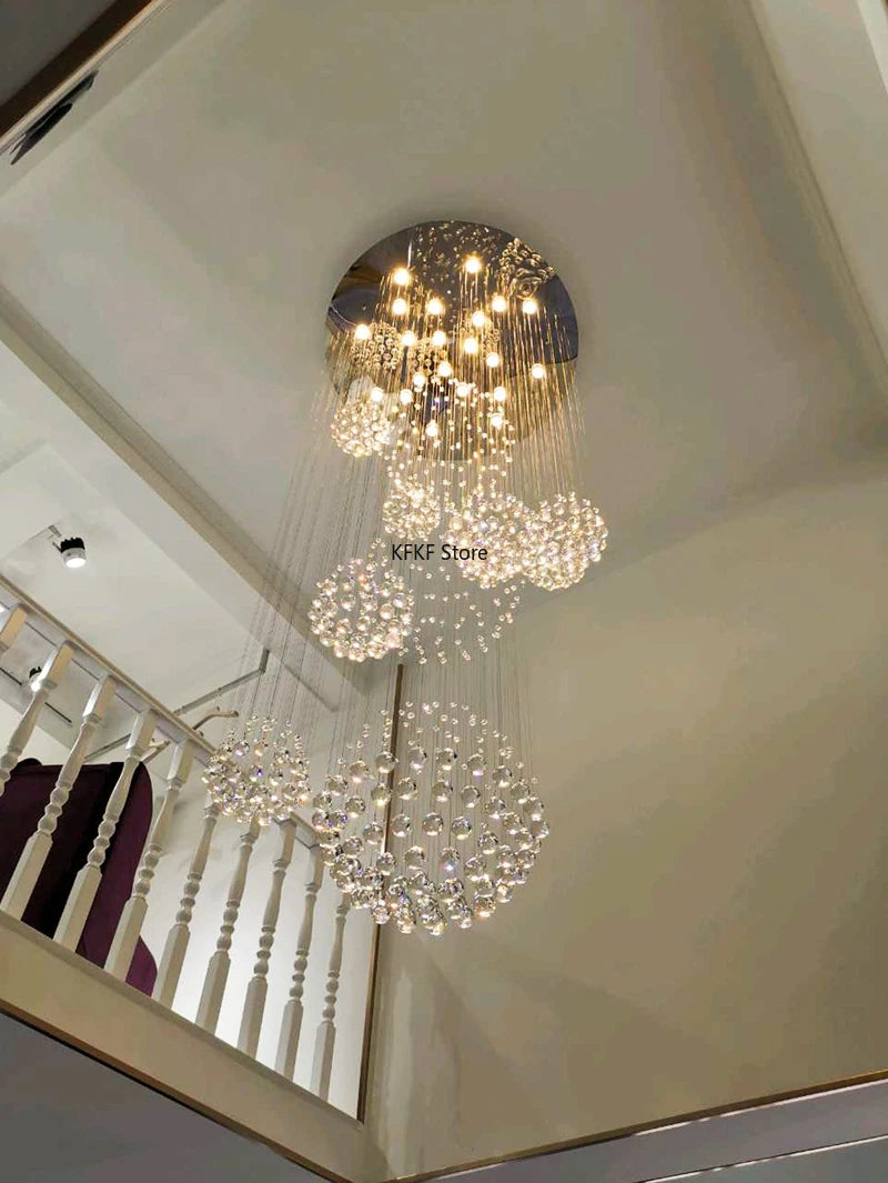 New Modern Crystal Led Chandelier Item Large Villa Salon Ceiling Lights Hotel Kitchen Staircase Living Room Decor Pendant Lamp