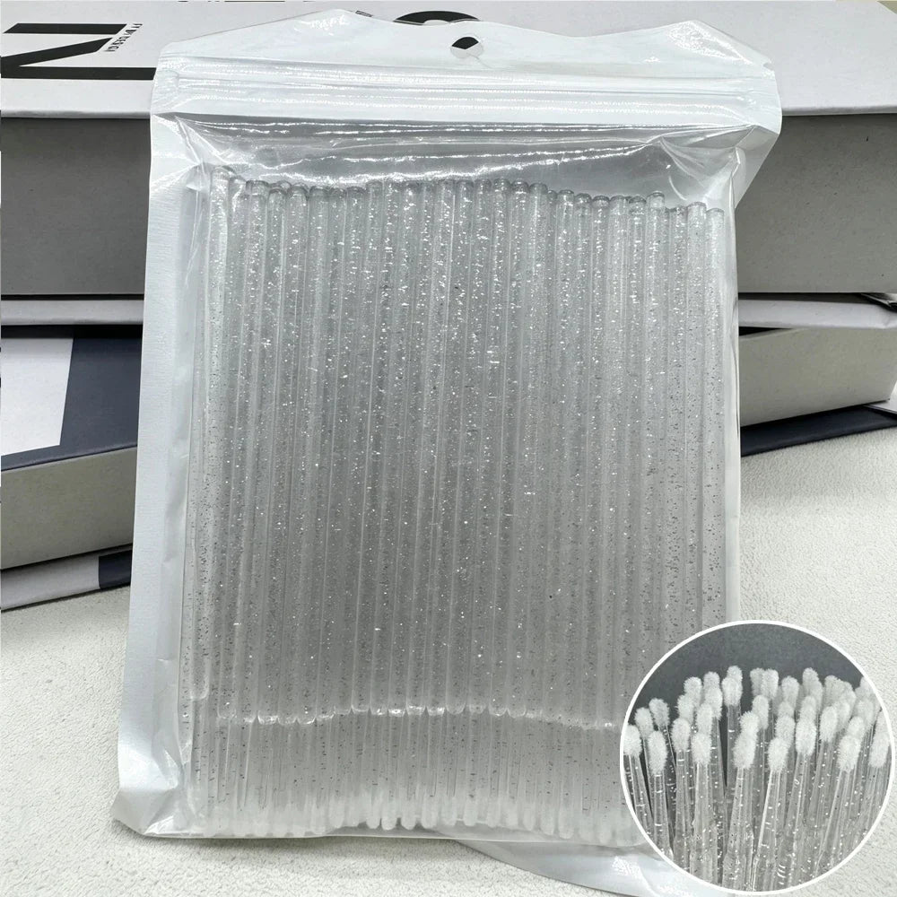100PCS Crystal Micro Brush Disposable Lashes Removing Swab Mascara Wands Applicator Eyelash Extension Brushes Makeup Tools