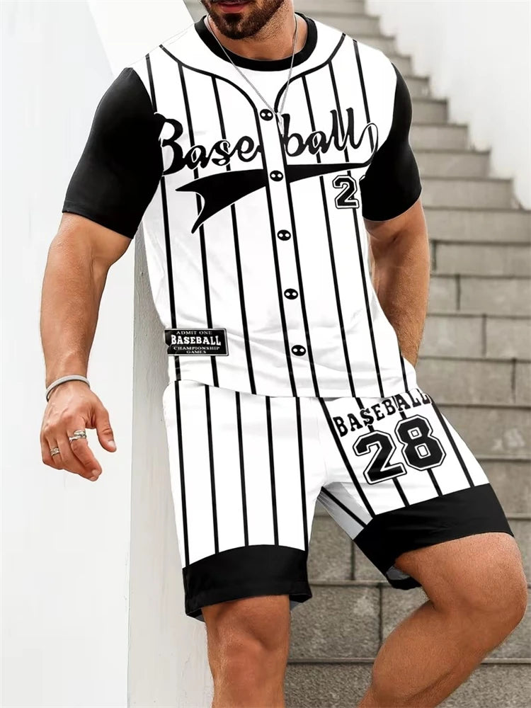 2026 New 3D Printed Skull Men's Casual Short-sleeved Top And Shorts, Daily Simple And Casual Versatile Men's 2pcs Set 2XS-6XL