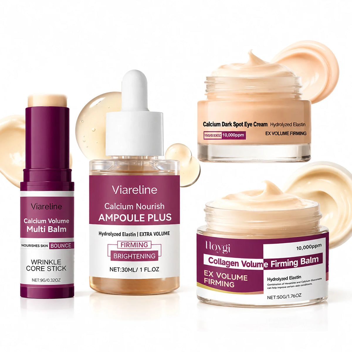 Korea Calcium Nourish Collagen Set Aging Calcium Volume Balm+Facial Serum+Eye Cream+Multi Balm Fade Fine Lines Daily Skincare