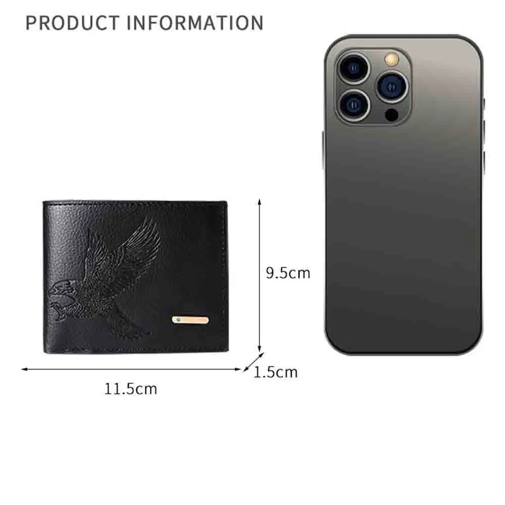 Soft Leather Coin Purse High-Value Eagle Pattern Wallet Short Men'S Wallet Pu Pu Wallet For Students Youth Gifts