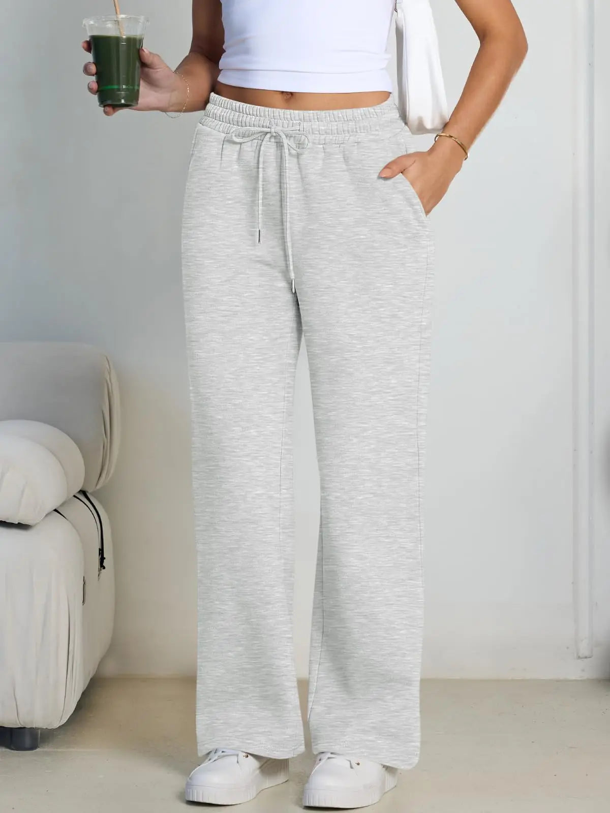Women Summer Sweatpants 14 Colors Wide Leg Loose Fit Sports Pants Comfortable Drawstring Elastic Waist Casual Streetwear Joggers