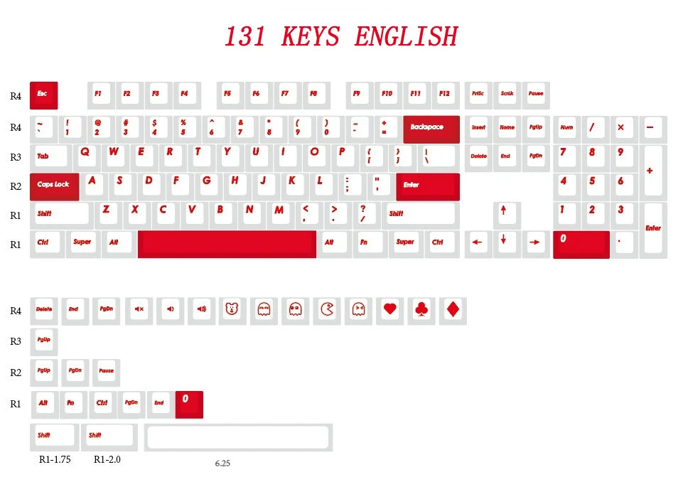 White Frog Korean Keycap Mist Pc Transparent Light Cherry 154/131 Key2.25/2.75/7U Space Bar Retro Red L Shape Enter Key Keycaps
