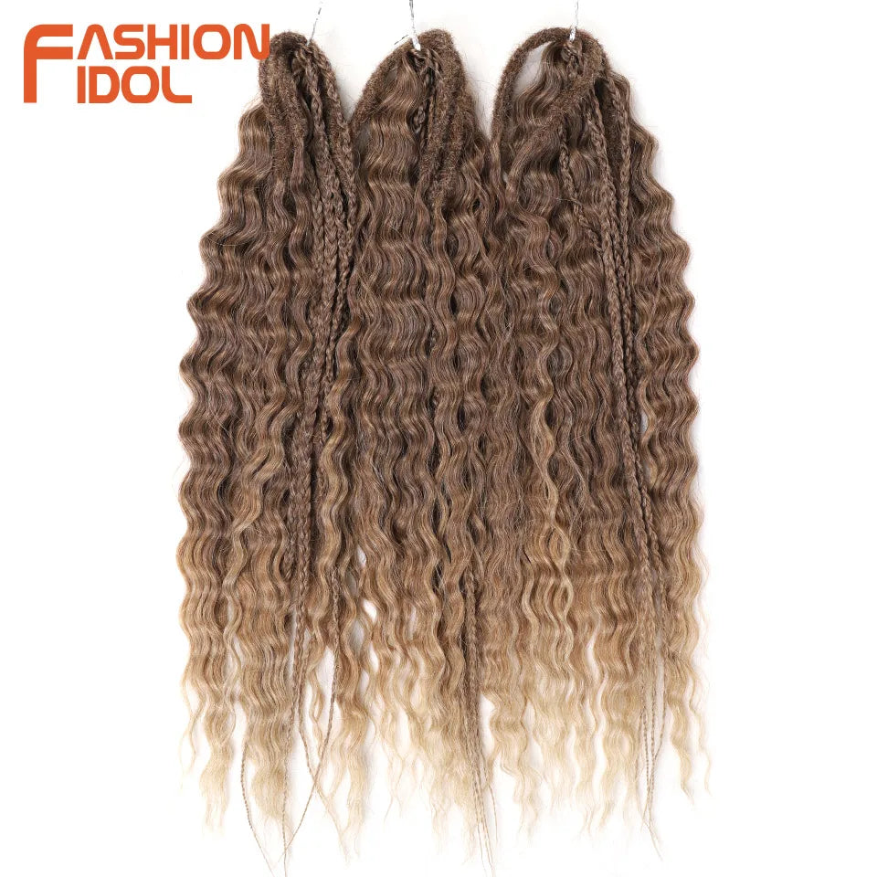 FASHION IDOL 24 Inch 300g Ariel Hair Synthetic Crochet Curly Hair Water Wave Braid Hair Ombre Blonde Braiding Hair Extensions