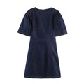 HH Summer Women Fashion O-Neck Bubble Sleeve Denim Dress Back Zipper Sexy Solid Dress Woman Holiday Party Mini 2026 Dress