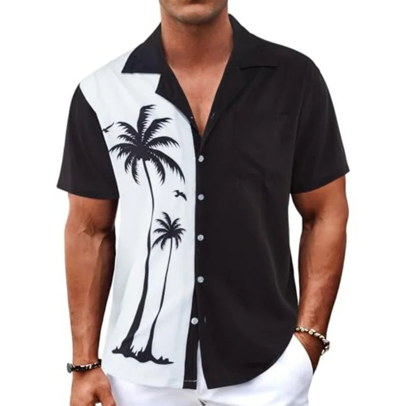 Men's Hawaiian Shirt Short Sleeved Button Casual Shirt Summer Print Tropical Floral Beach Shirt