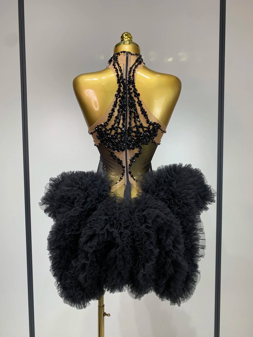 Luxury Women Sexy Sparkly Rhinestone Sleeveless Mesh See Through Bodycon Mini Birthday Dress Evening Party Performance Costume
