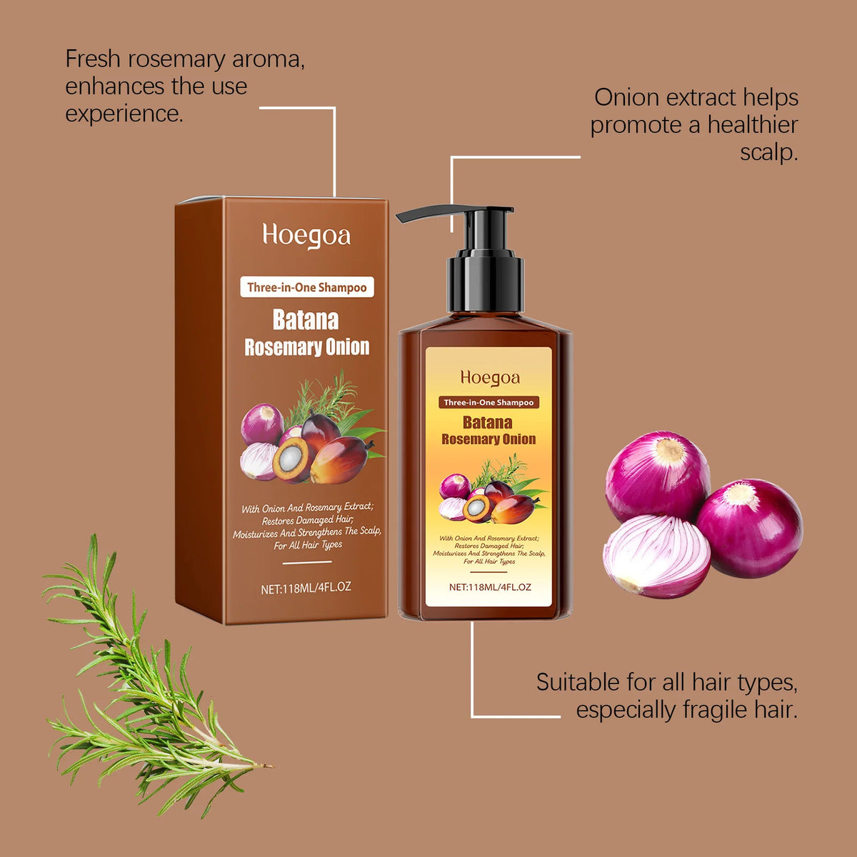 Batana and Rosemary Shampoo for Hair Growth Relieve Frizz Split Ends Broken Damaged Hair Care Products Prevent Hair Loss Shampoo