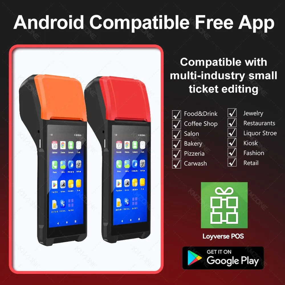 New 4G Android 13 POS PDA Terminal 1D 2D Barcode Scanner Reader Built-in Thermal Receipt Bill Printer Handheld Wifi NFC Loyverse