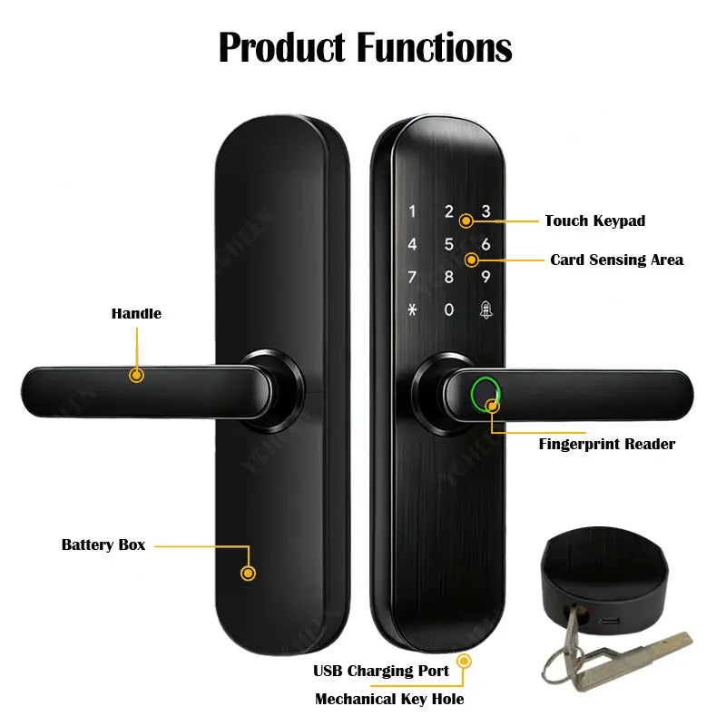 TTLock / Tuya WiFi Smart Fingerprint Door Lock Biometric Digital Lock with RFID Card Password for Hotel Home