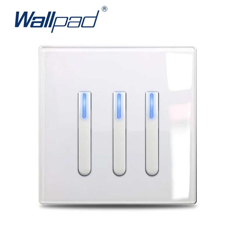 Wall Light Switch 1/2/3/4 Gang LED Indicator Piano Button, White Black Gray Gold Tempered Glass Panel Wallpad L6, 86*86mm