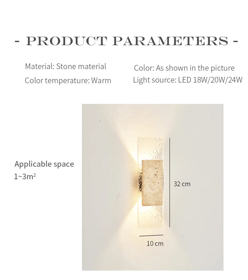 Outdoor Waterproof Wall Lamps Strip Natural Stone Wall Lights 18W LED Porch Wall Sconces Bedroom Exterior Lighting Fixtures