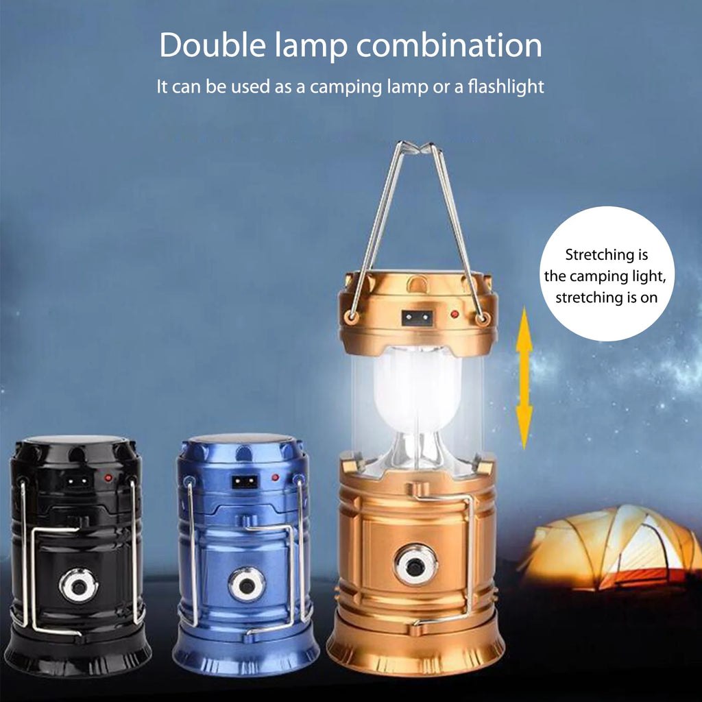 RTS Portable Multifunctional Waterproof Camping Lamp Usb Rechargeable Led Camping Lights Solar Camping Lantern