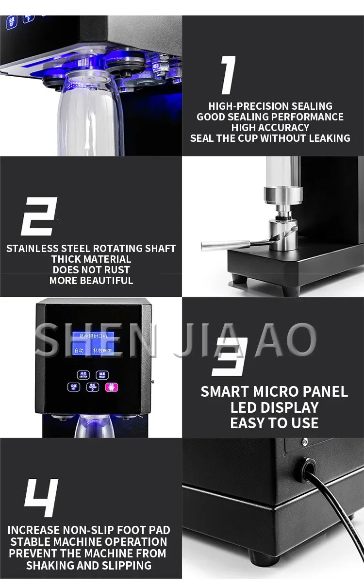 220V Can Sealing Machine Commercial Plastic Cans Automatic Beverage Sealing Machine Cup Milk Tea Equipment Complete